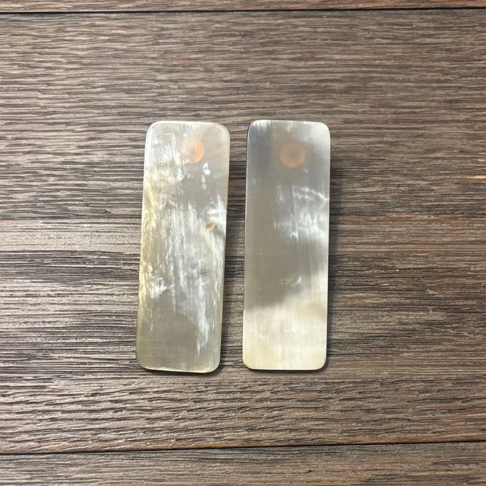 Natural Horn Rectangle Drop Earrings in Cream
